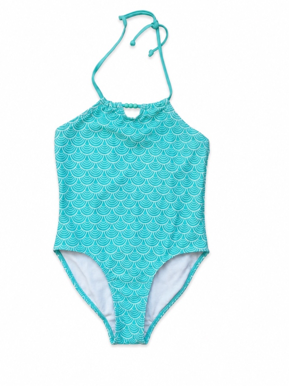 Girls One Piece Swimsuit Size 6X Turquoise Halter Bathing Suit Beach Swimwear